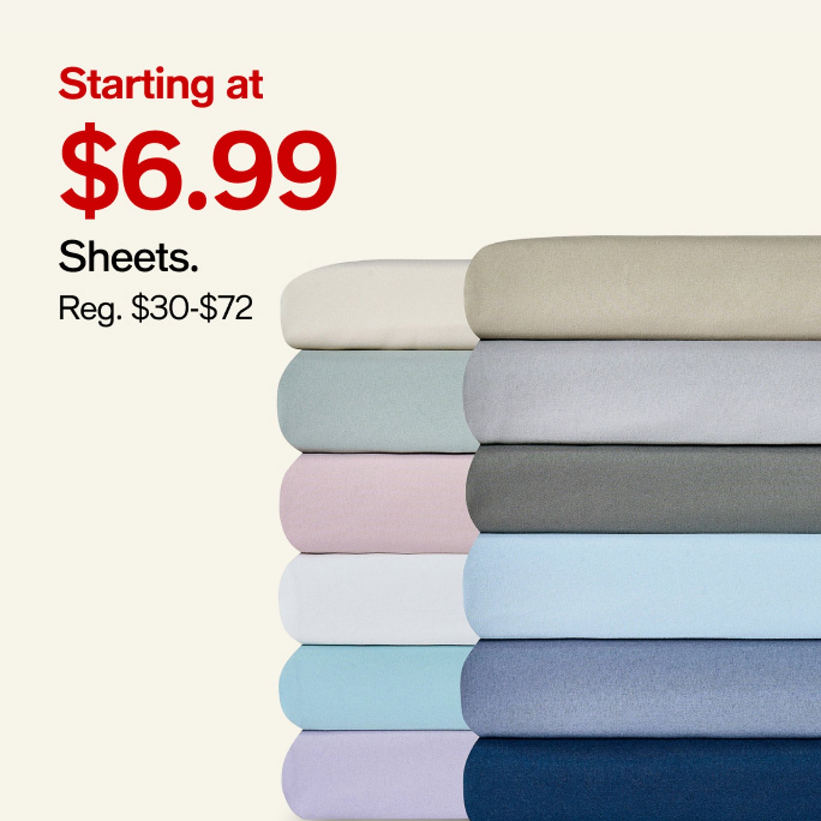 Starting at $6.99 Sheets.