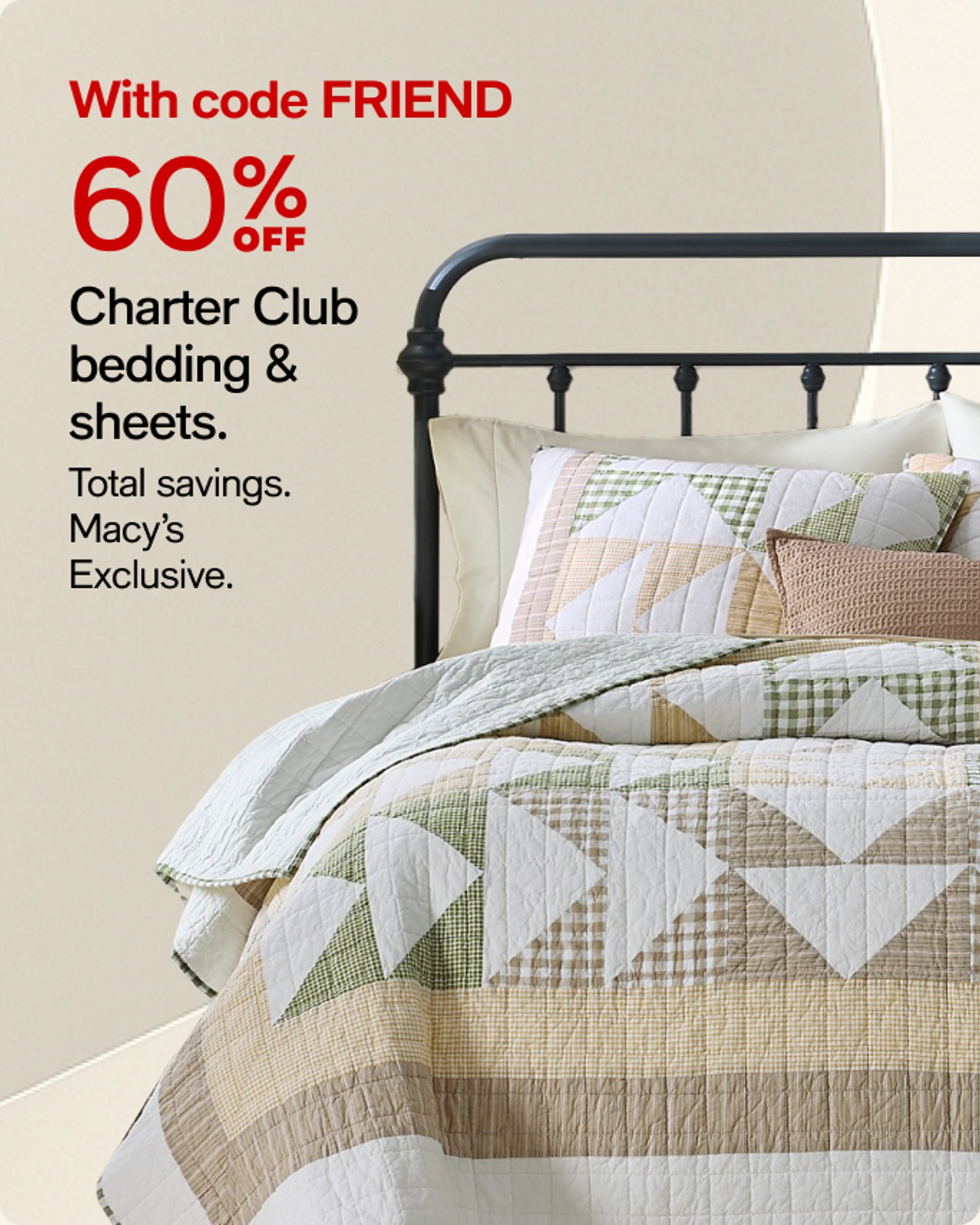 60% off Charter Club bedding & Sheets