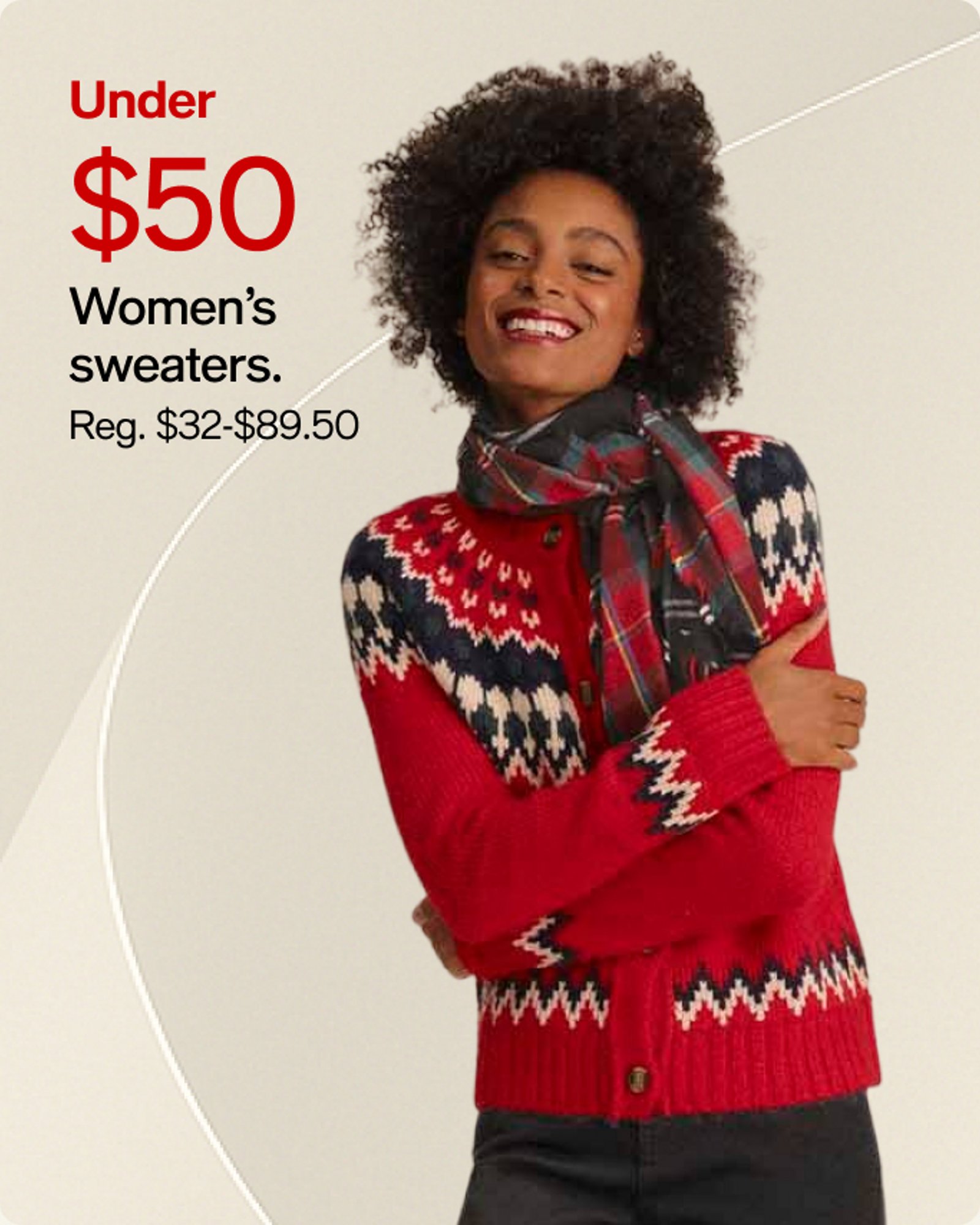 Under $50 Women's sweaters.