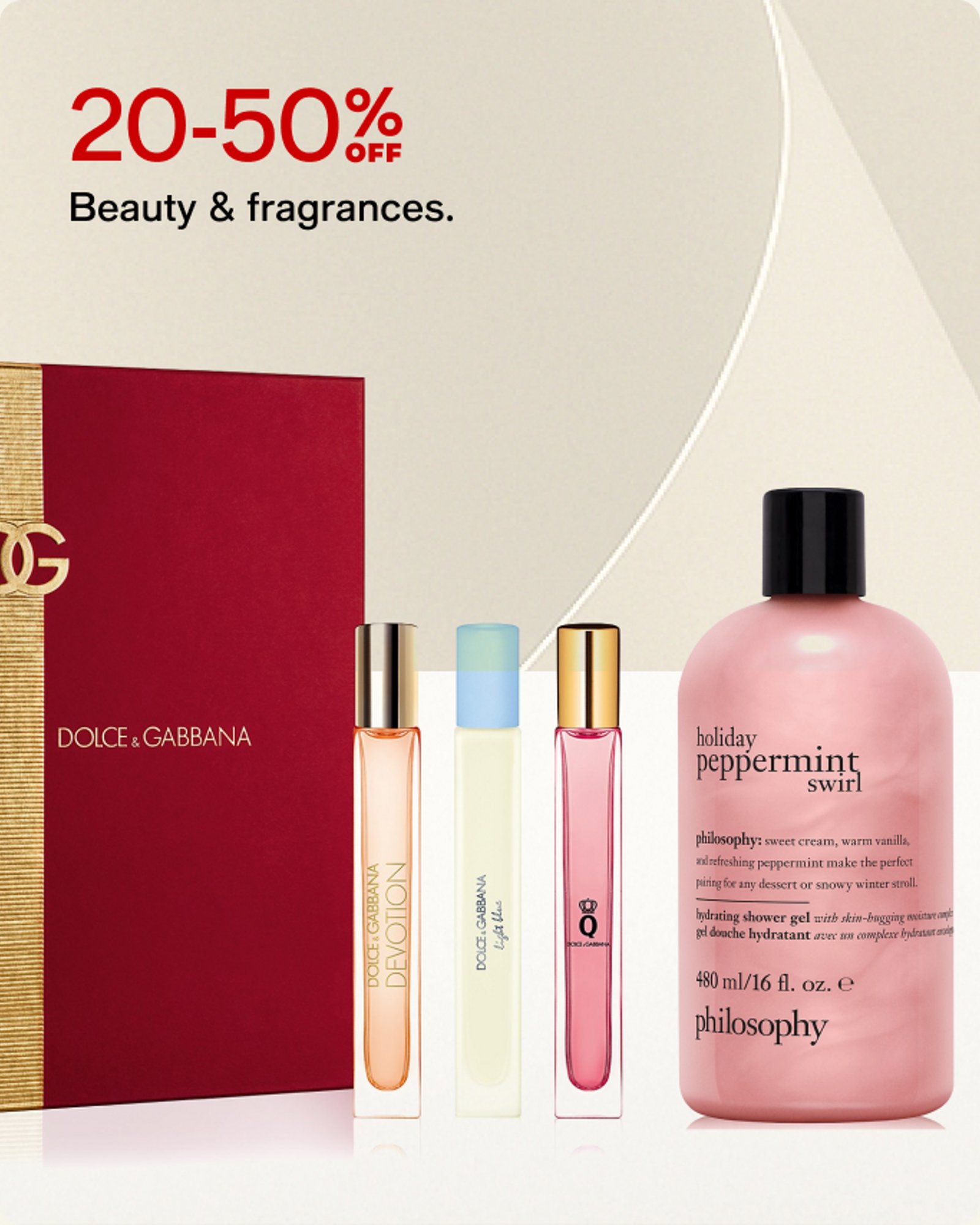20-50% OFF Beauty & fragrances.