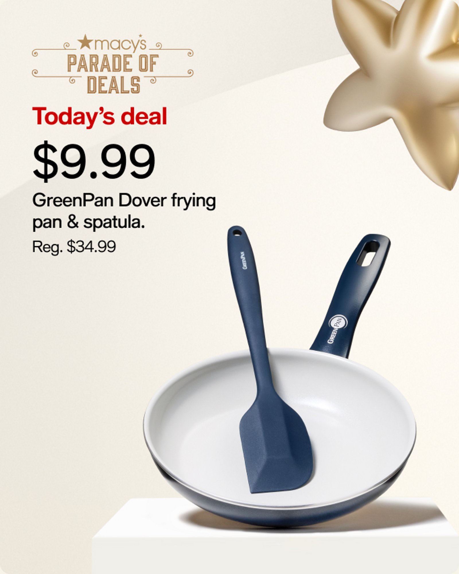 $9.99 GreenPan Dover frying pan & spatula